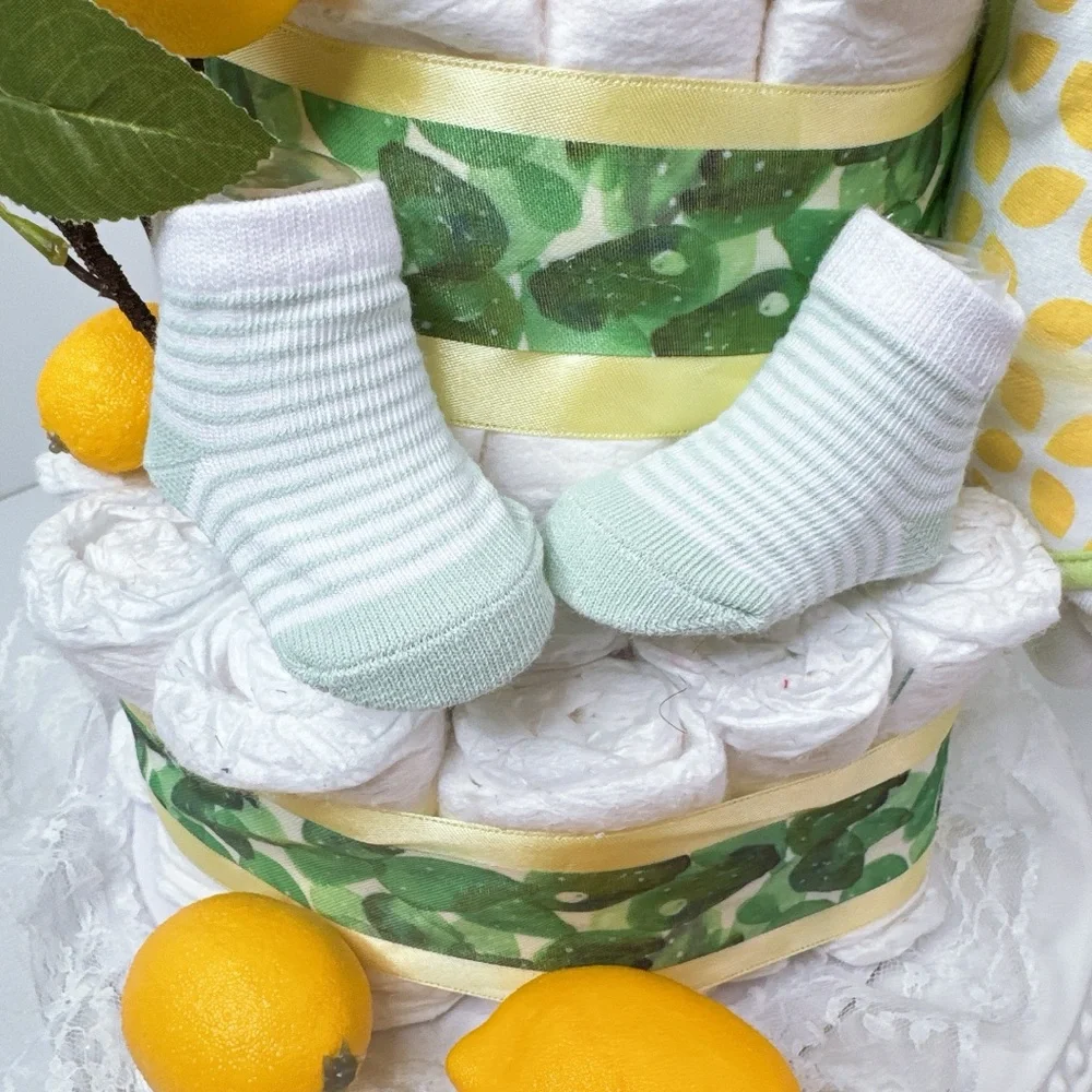 Lemon-Themed Diaper Cake